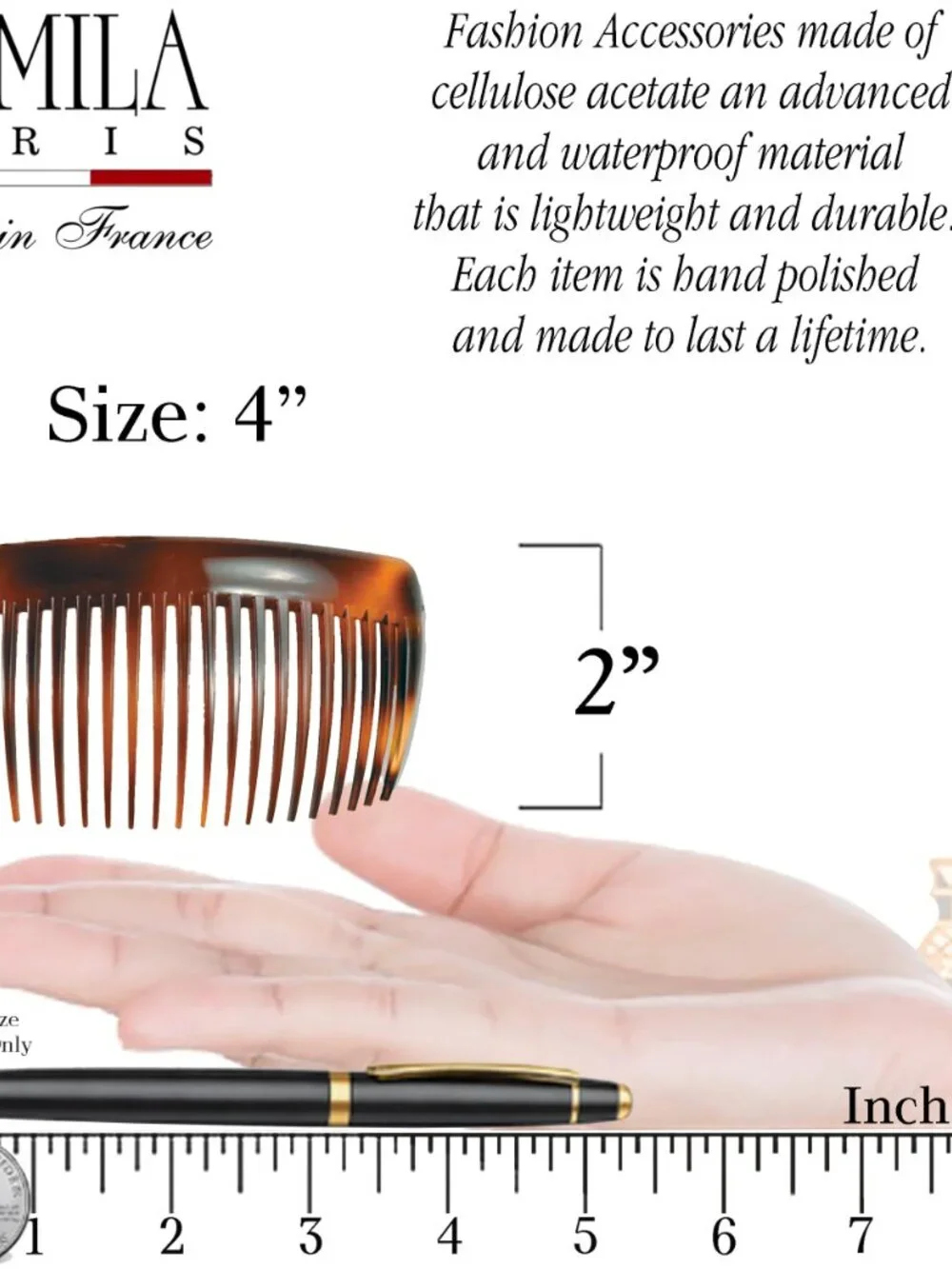 Camila Paris AD66/2 French Side Comb Large Curved Tortoiseshell Hair Combs for W